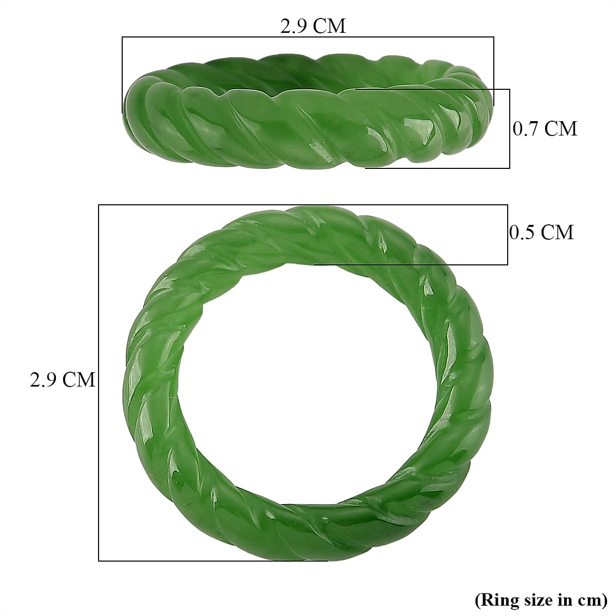 Enhanced Green Jade Curving Cut Band Ring 20.00 Ct.
