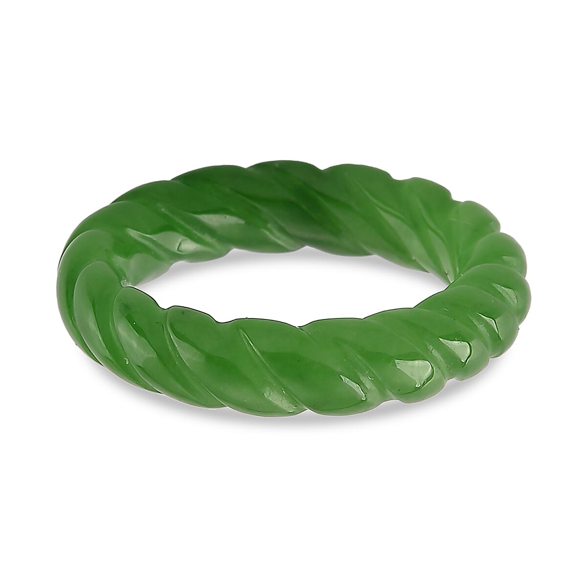 Green Jade Curving Cut Band Ring 20.00 Ct.
