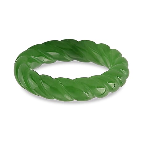 Green Jade Curving Cut Band Ring 20.00 Ct.