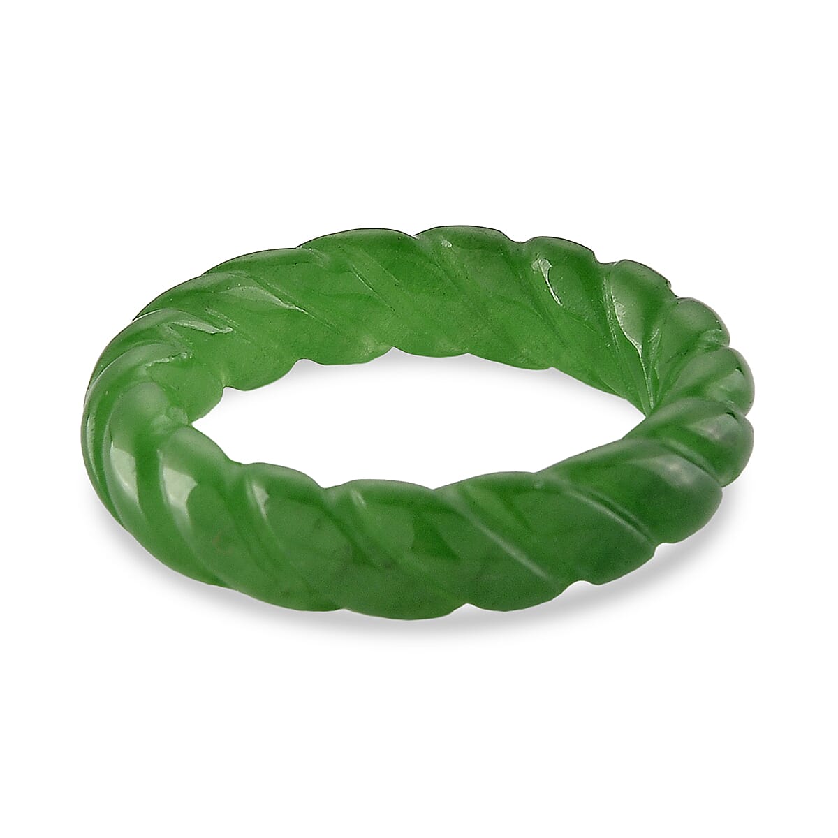 Green Jade Curving Cut Band Ring 20.00 Ct.