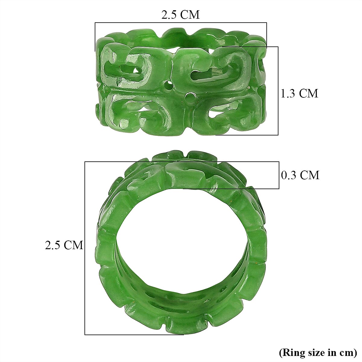 Green Jade Carved Ring (Size - R) 30.00 Ct.