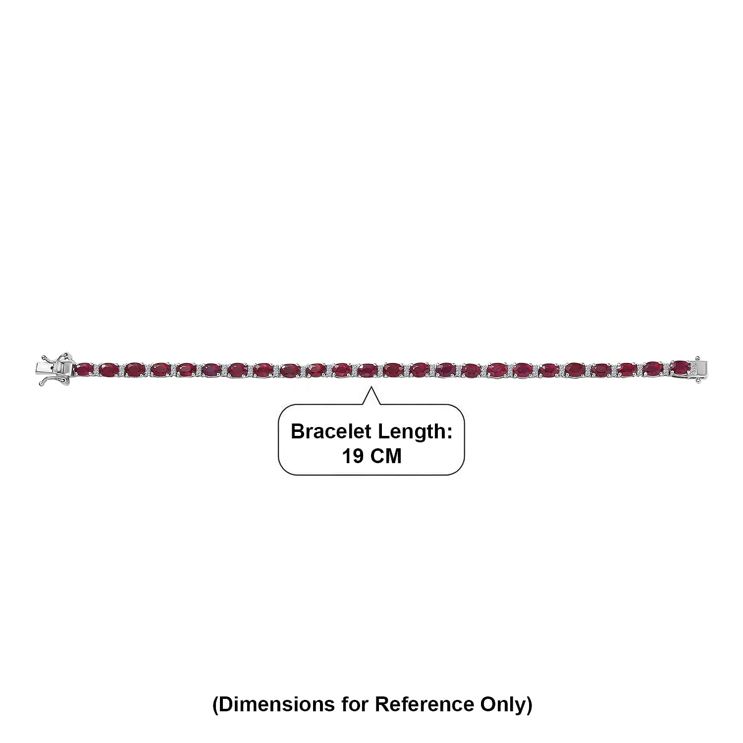 African Ruby & Luxuriant SI-G-H Lab Grown Diamond Line Bracelet (Size - 7.5) with GB Lock Box in Rhodium Overlay Sterling Silver 16.95 Ct, Silver Wt. 9.55 Gms