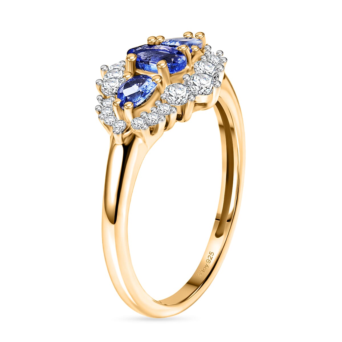 D'Joy Tanzanite & Moissanite Ring in Yellow Gold Plated Sterling Silver 0.93 Ct.