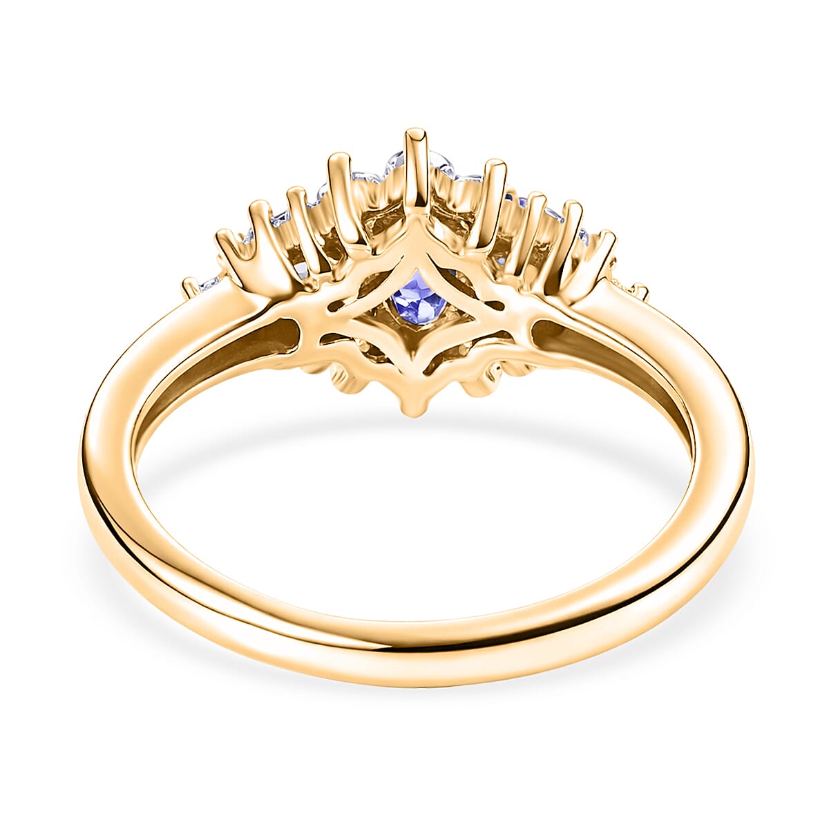 D'Joy Tanzanite & Moissanite Ring in Yellow Gold Plated Sterling Silver 0.93 Ct.