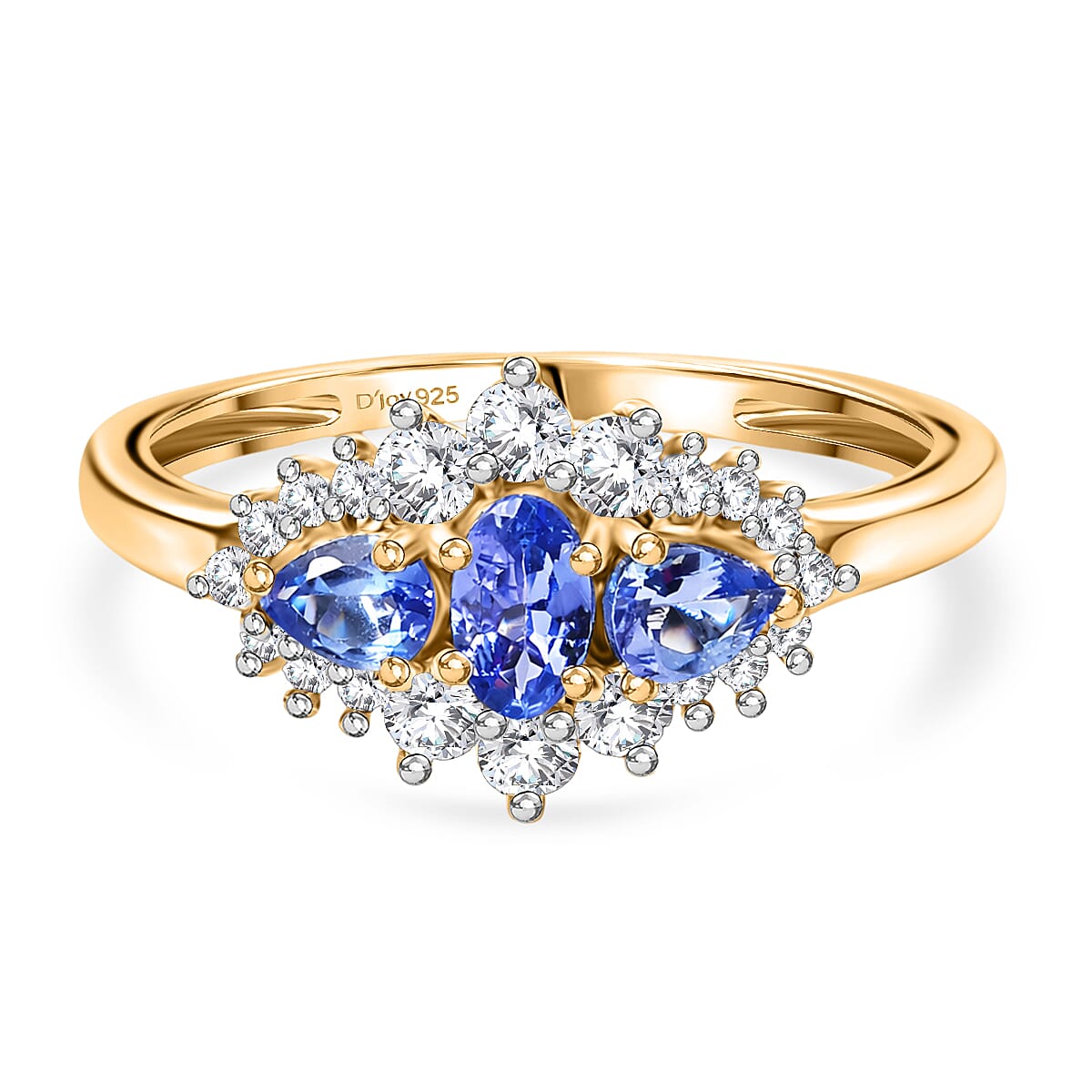 D'Joy Tanzanite, Moissanite Ring in 18K YG PlatingSterling Silver  0.931  Ct.