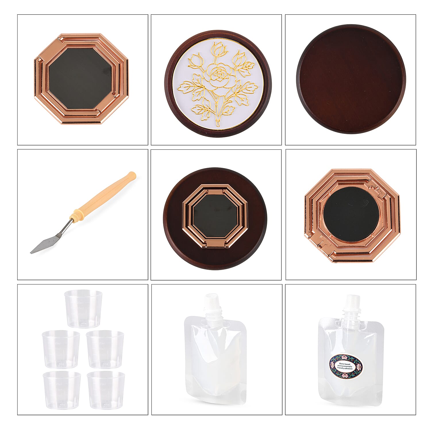 Golden Lottery Rose DIY Photo Frame Painting Set (18.5cm)