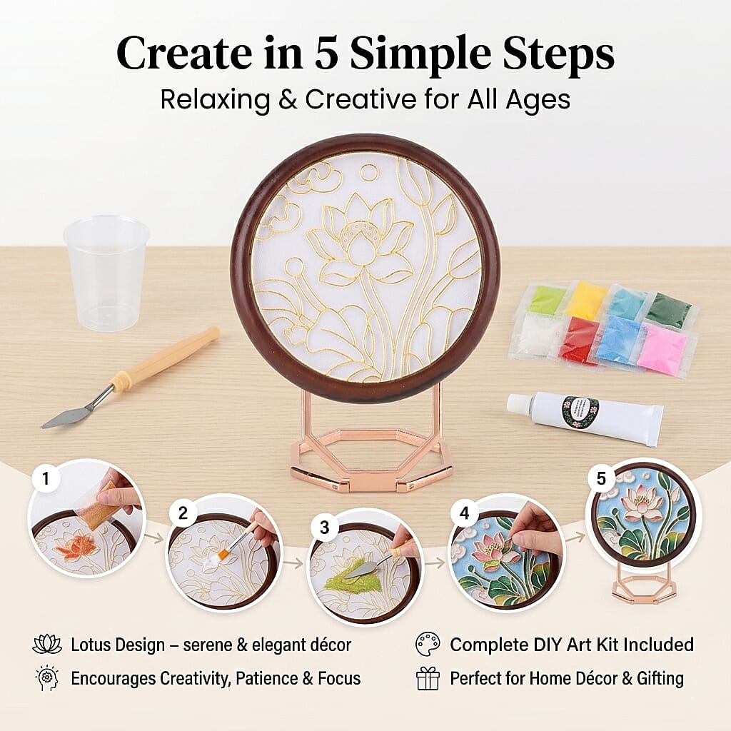 Golden Lottery Lotus DIY Photo Frame Painting Set