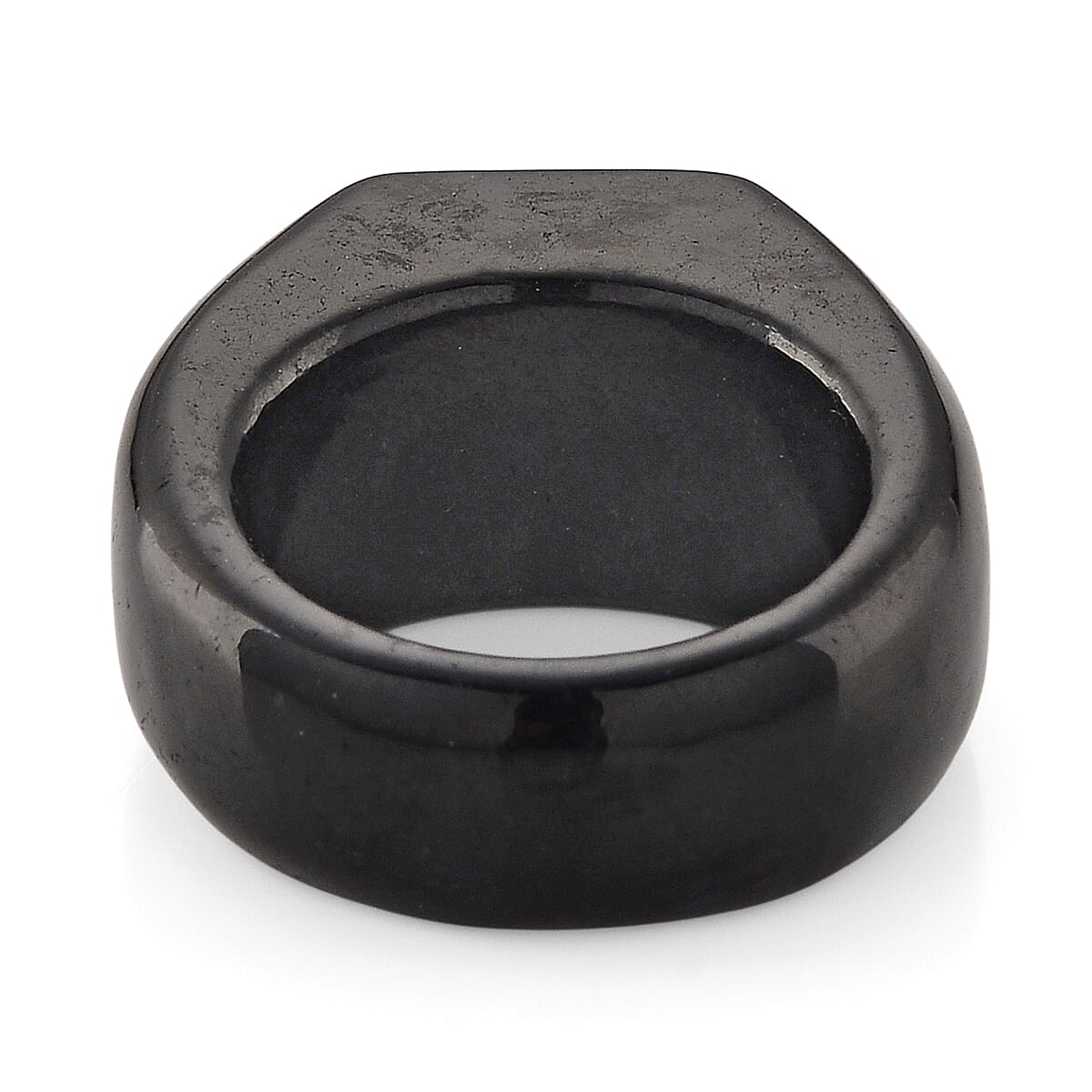 D'Joy - Moissanite & Dyed Black Jade Solitaire Band in Rhodium Overlay Sterling Silver 30.87 Ct.