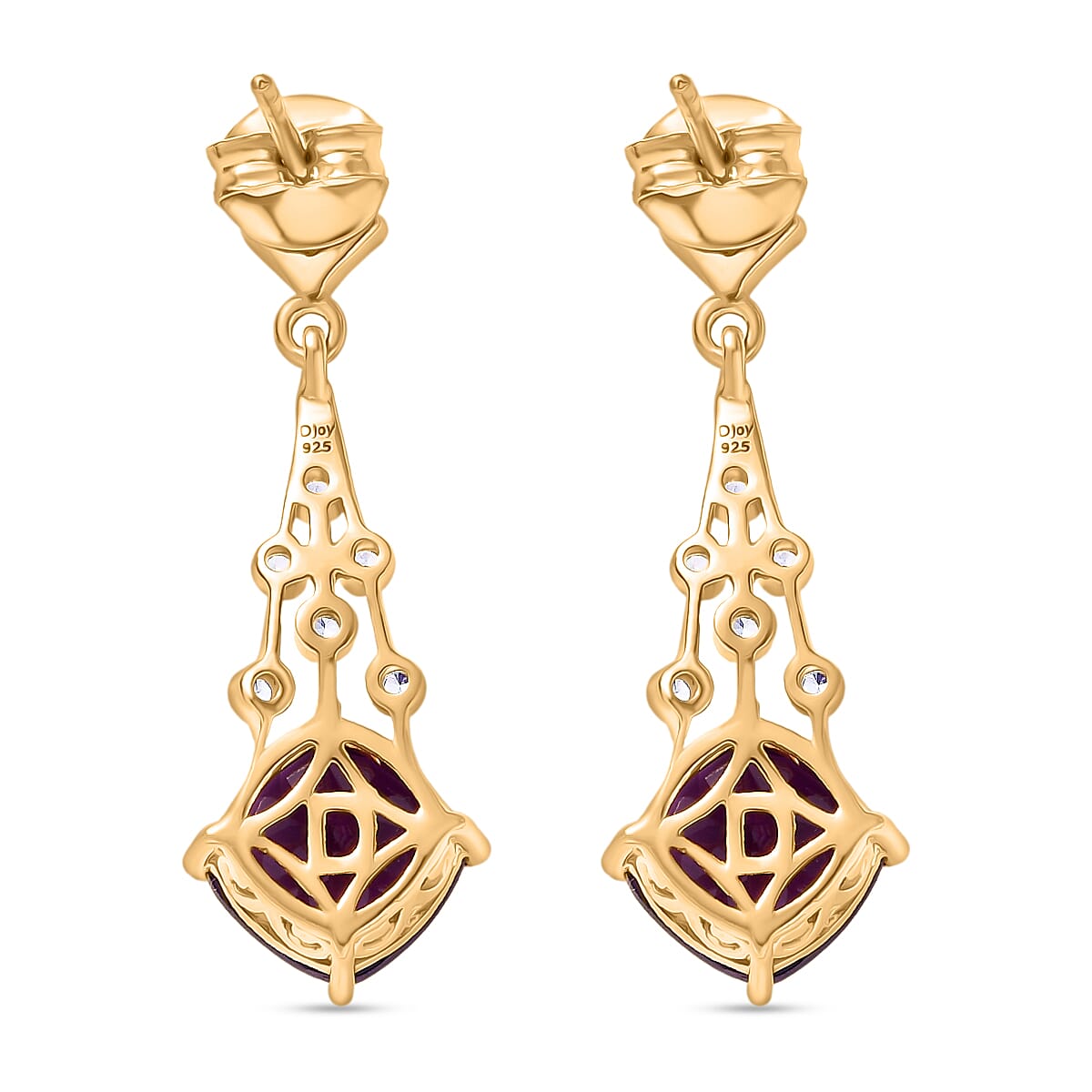 D'Joy African Amethyst, Peridot, White Zircon Fancy Earring Sterling Silver  4.870  Ct.