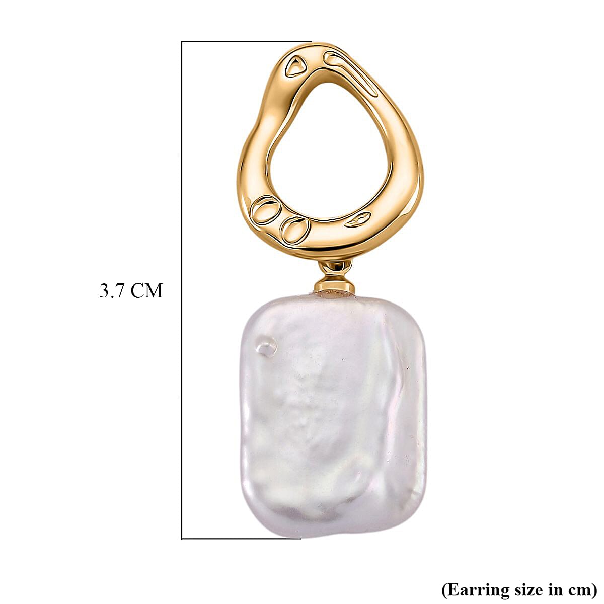 White Keshi Pearl Push Back Earring in Yellow Gold Tone 12.00 Ct.