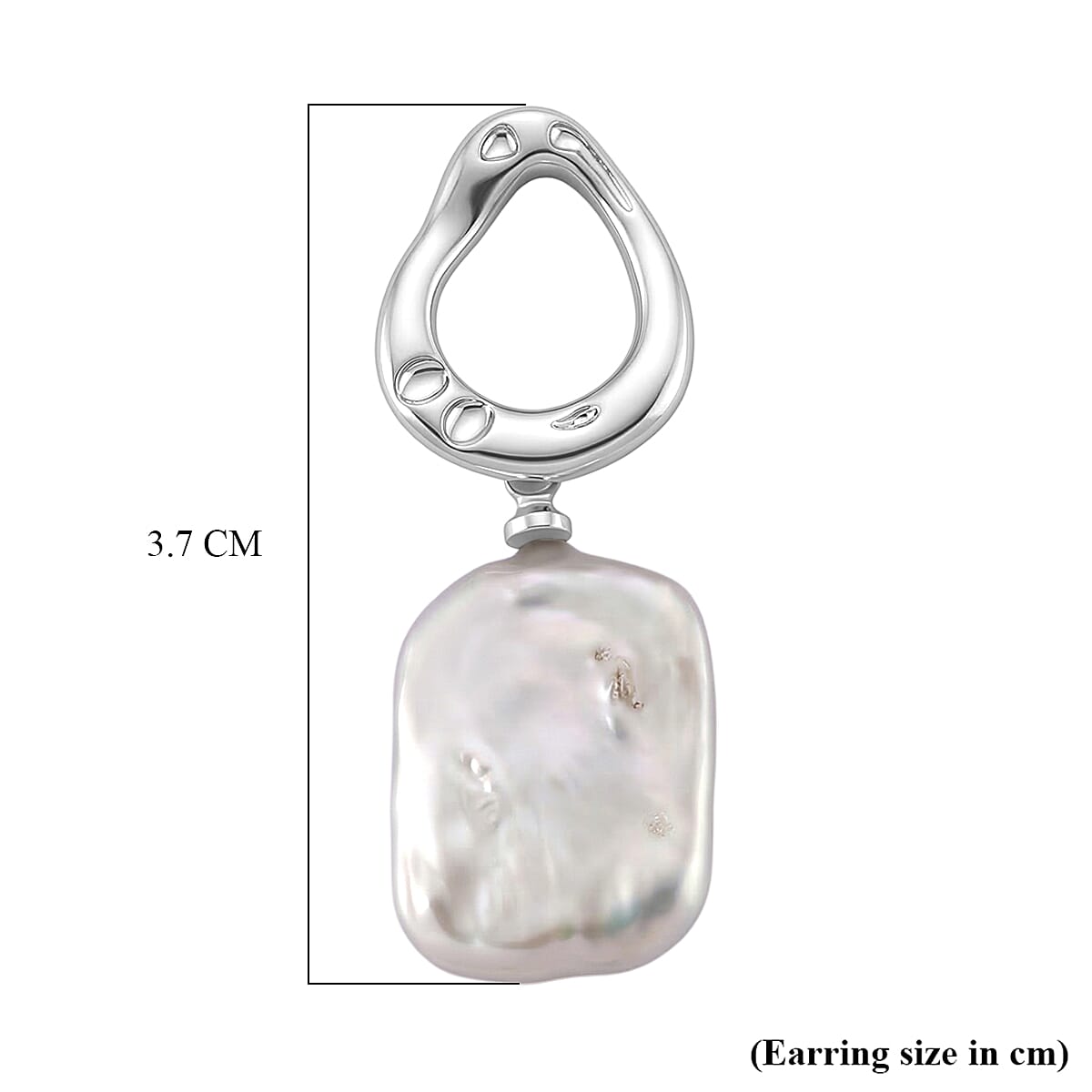 White Keshi Pearl Earring with Push Back in Silver Tone 12.00 Ct.