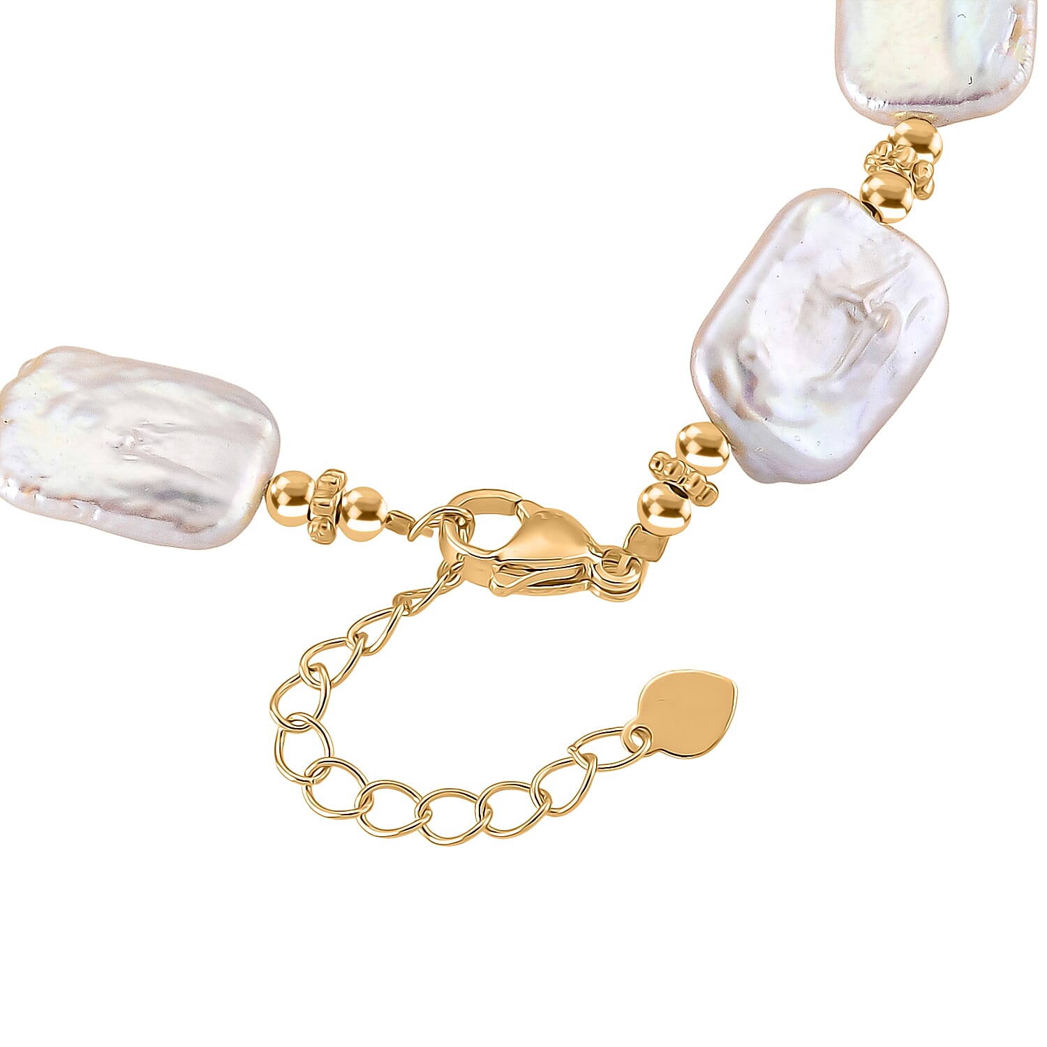 White Keshi Pearl Bracelet (Size - 7.5-2) with Lobster Clasp in Yellow Gold Tone 60.00 Ct.