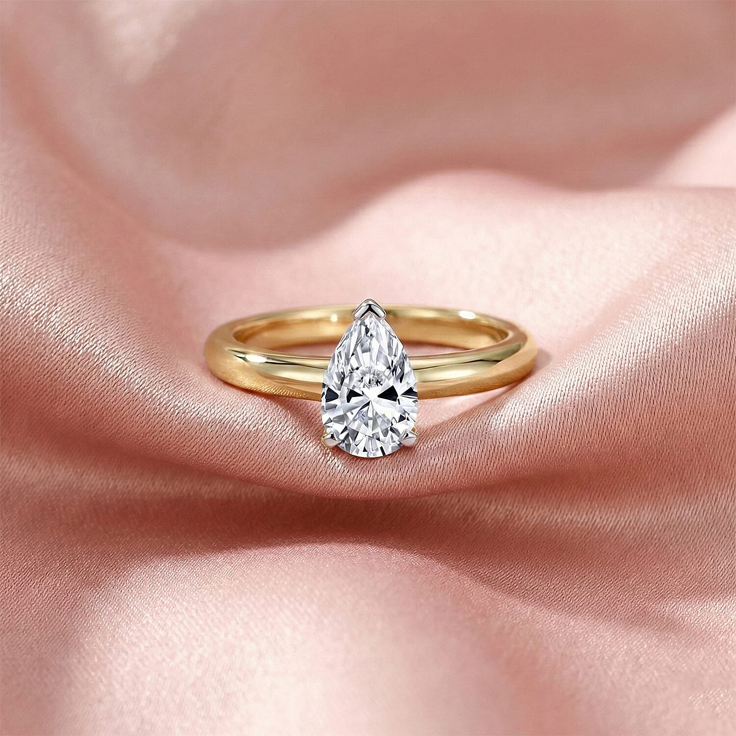 Rachel Galley - SGL Certified VS-EF Lab Grown Diamond Solitaire Ring in 18K Vermeil Yellow Gold Plated Sterling Silver 1.02 Ct.