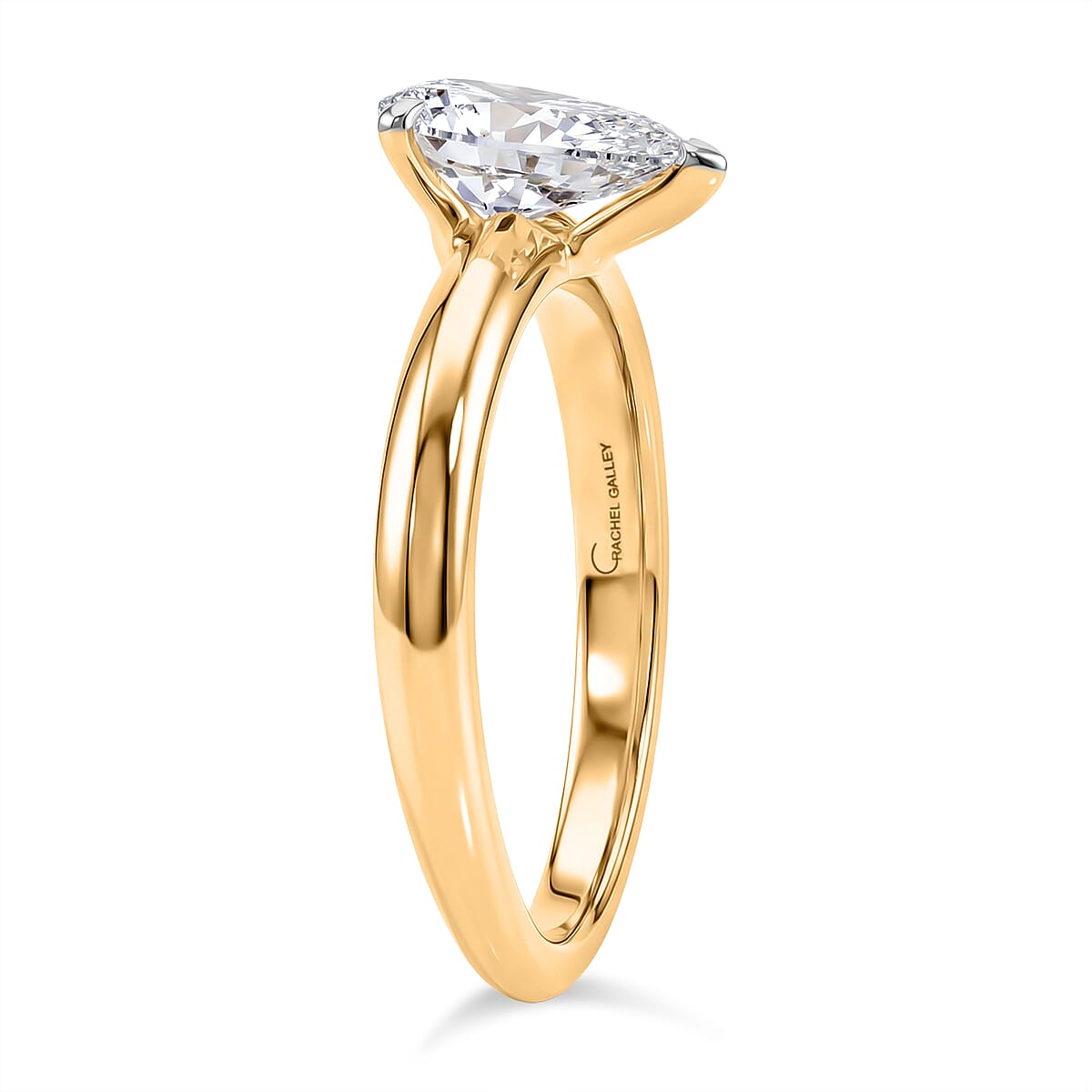 Rachel Galley - SGL Certified VS-EF Lab Grown Diamond Solitaire Ring in 18K Vermeil Yellow Gold Plated Sterling Silver 1.02 Ct.