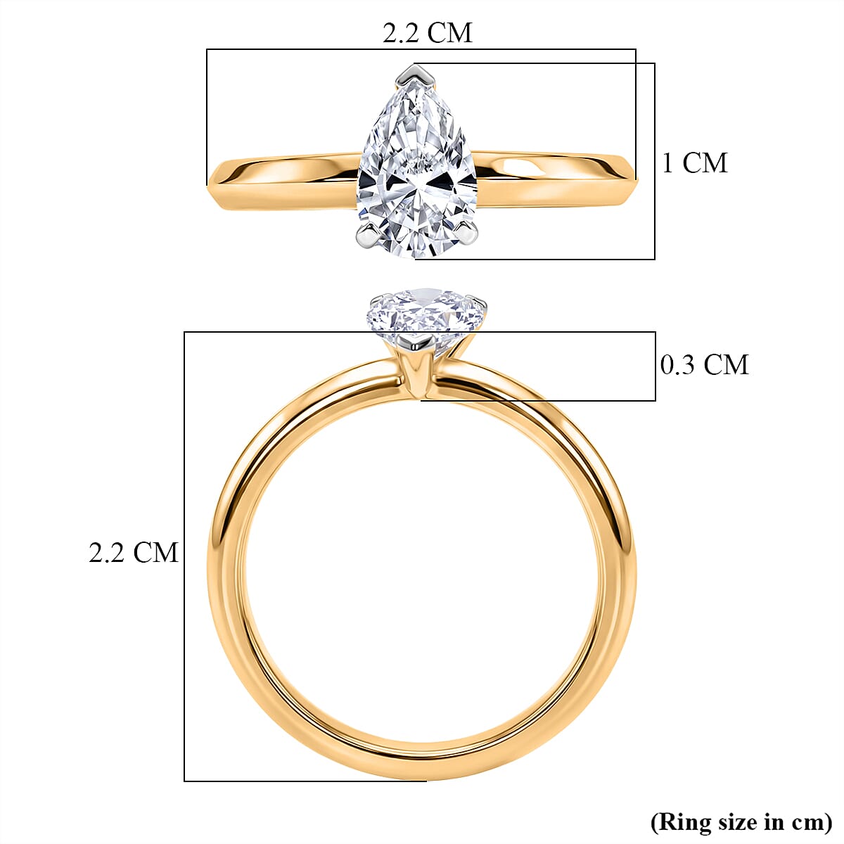 Rachel Galley - SGL Certified VS-EF Lab Grown Diamond Solitaire Ring in 18K Vermeil Yellow Gold Plated Sterling Silver 1.02 Ct.