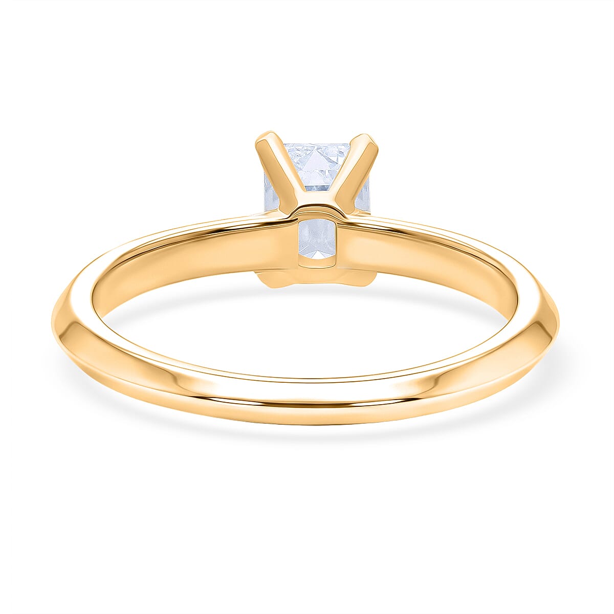 Rachel Galley - SGL Certified VS-EF Lab Grown Diamond Emerald Solitaire Ring in 18K Vermeil Yellow Gold Plated Sterling Silver 1.02 Ct.