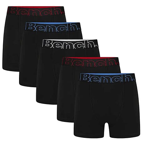 Bench Brento 5 Pack Mens Boxer Shorts  (Size M) - Black