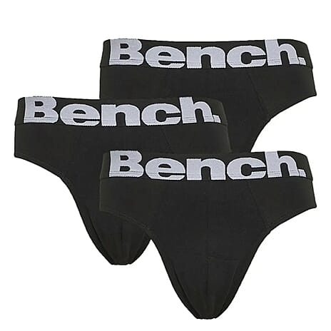 Bench 3 Pack Mens Cotton Blend Breathable Briefs (Size L) - Black