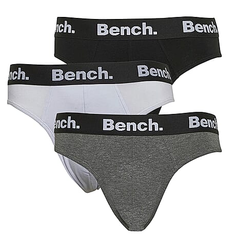 Bench 3 Pack Mens Cotton Blend Breathable Briefs (Size S) - Multicolour