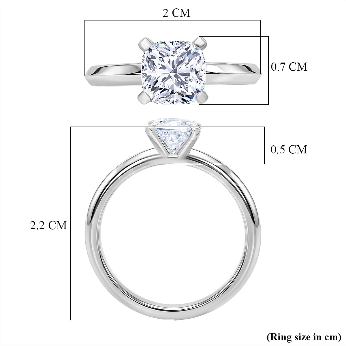 Rachel Galley SGL Certified VS/EF Lab Grown Diamond Cushion Cut Ring in Sterling Silver 1.00 Ct.