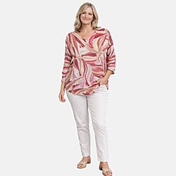 Pure and Natural V-Neck Light Knit Top (One Size - Upto 18) - Burgundy