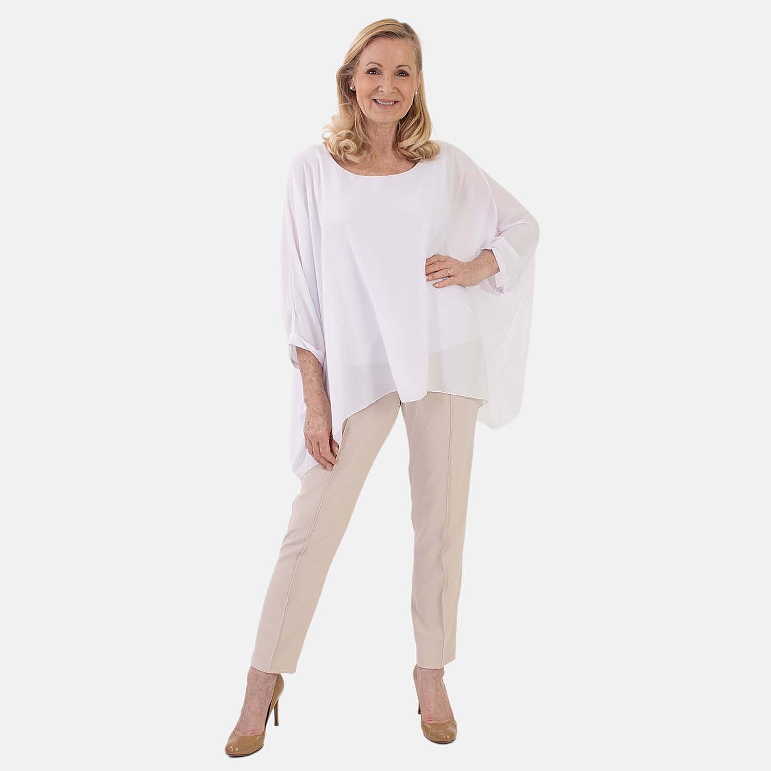 Pure And Nature Plain Batwing Floaty Top With Lining (One size) - White