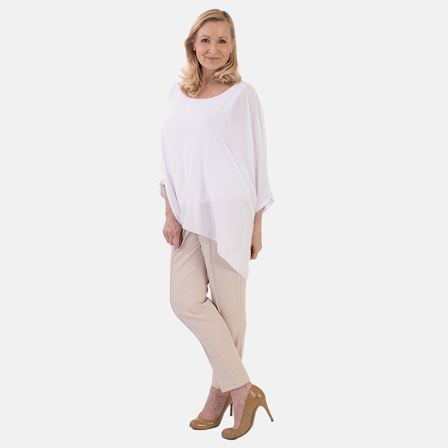 Pure And Nature Plain Batwing Floaty Top With Lining (One size) - White