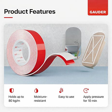 Pack of 6 Gauder Mounting Foam Tape (1.5m) - Dark Black