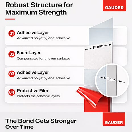 Pack of 6 Gauder Mounting Foam Tape (1.5m) - Dark Black