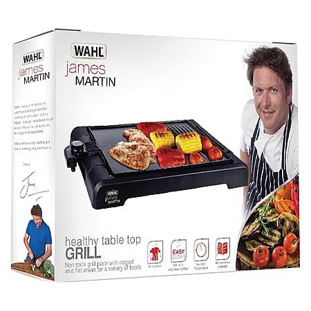 James Martin Table Top Health Grill with Flat Plate - Black