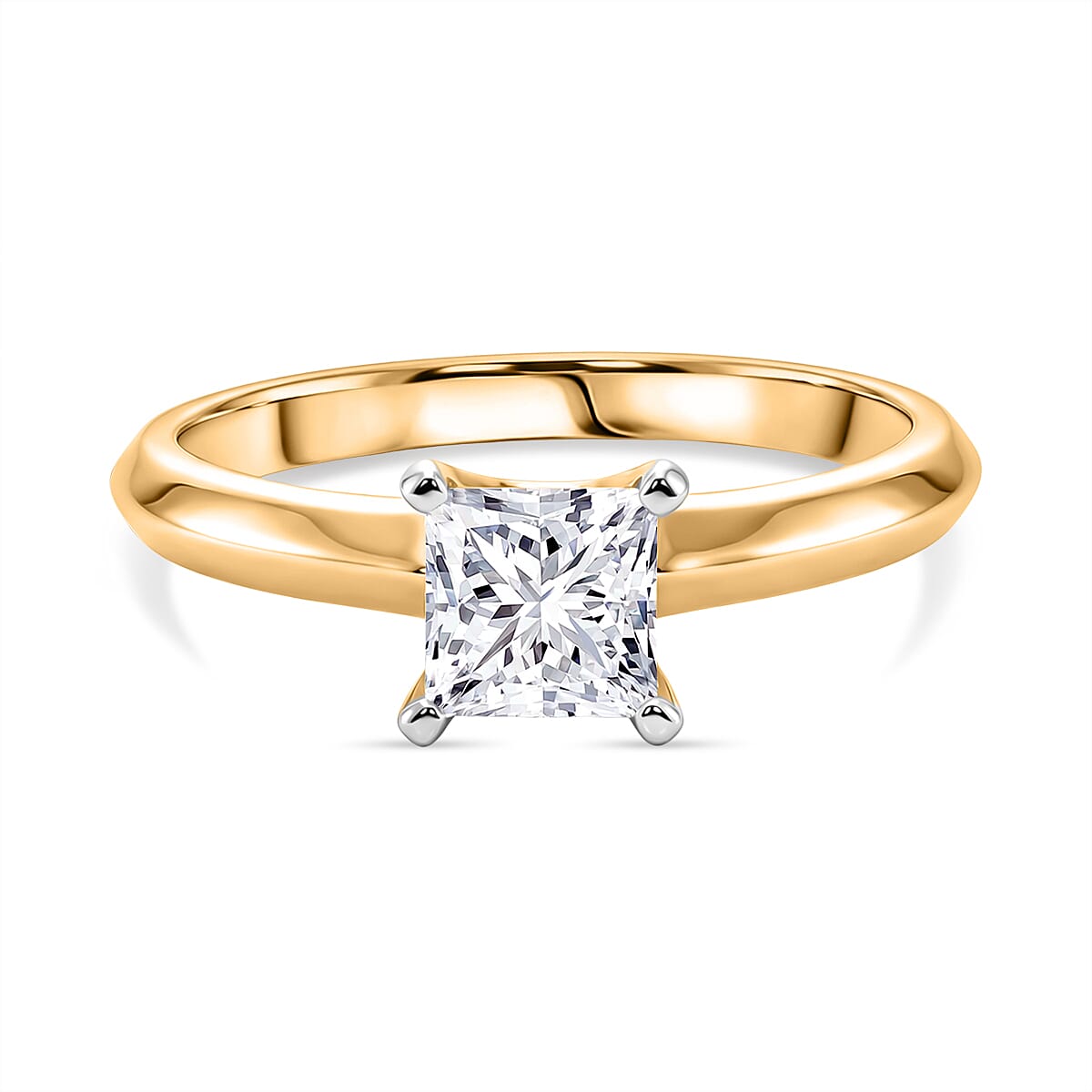 Rachel Galley - SGL Certified VS-EF Lab Grown Diamond Princess Cut Solitaire Ring in 18K Vermeil Yellow Gold Plated Sterling Silver 1.02 Ct.
