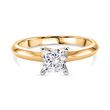 Rachel Galley - SGL Certified VS-EF Lab Grown Diamond Princess Cut Solitaire Ring in 18K Vermeil Yellow Gold Plated Sterling Silver 1.02 Ct.