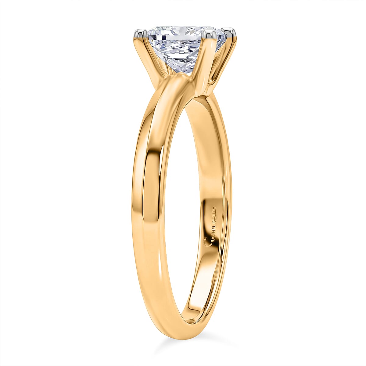 Rachel Galley - SGL Certified VS-EF Lab Grown Diamond Princess Cut Solitaire Ring in 18K Vermeil Yellow Gold Plated Sterling Silver 1.02 Ct.