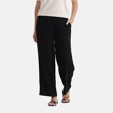 - Maisi Wide-Leg Trousers With Elasticated Waist (Size XL) - Black