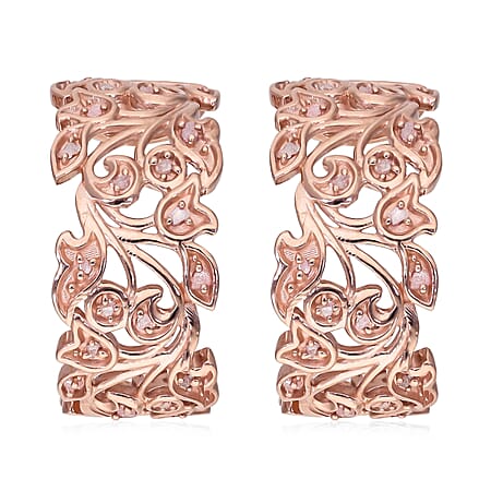 D'Joy Natural Pink Diamond Cluster Earring with Push Back in 18K  Vermeil Rose Gold Plated Sterling Silver 0.28ct