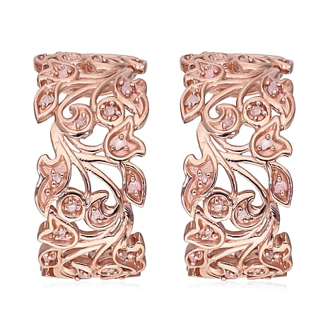 D'Joy Natural Pink Diamond Cluster Earring with Push Back in 18K  Vermeil Rose Gold Plated Sterling Silver 0.28ct
