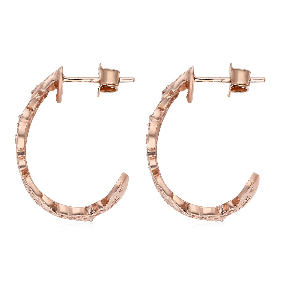 D'Joy Natural Pink Diamond Cluster Earring with Push Back in 18K  Vermeil Rose Gold Plated Sterling Silver 0.28ct