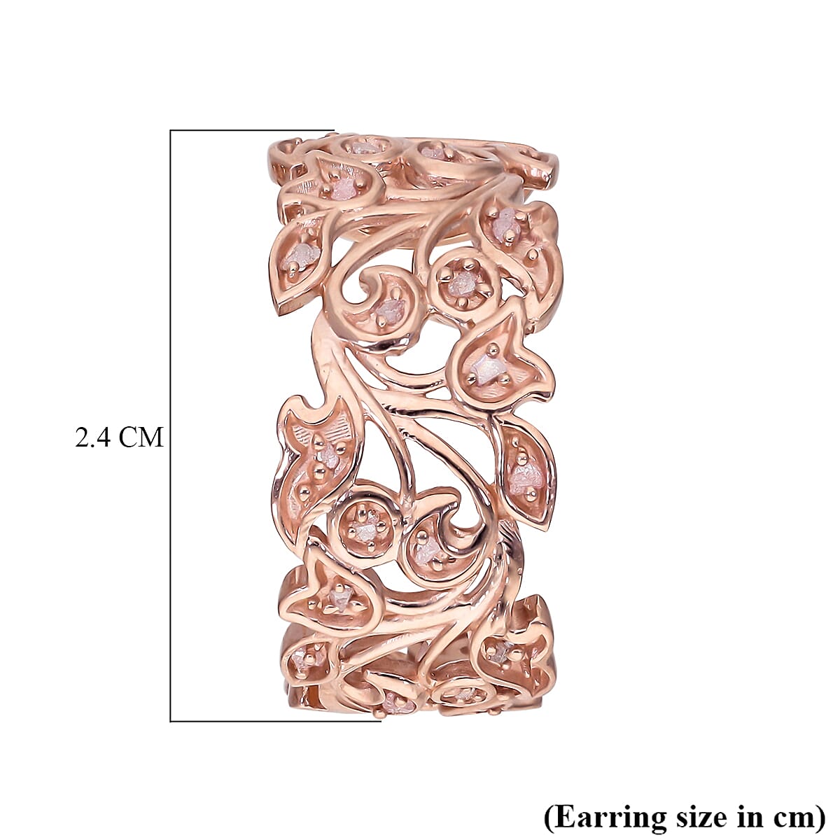 D'Joy Natural Pink Diamond Cluster Earring with Push Back in 18K  Vermeil Rose Gold Plated Sterling Silver 0.28ct