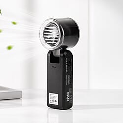Bliss - Beyond FC08 High Speed Mini Turbo Fan in Sleek Black - Premium 1800mAh Battery Operated Portable Handheld Fan with 6 Speed Control and Built-in Light