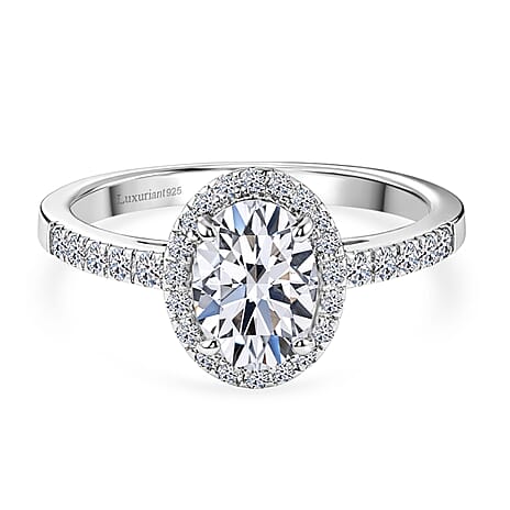 Luxuriant Lab Grown Diamond Halo Ring in Rhodium OverlaySterling Silver  1.311  Ct.
