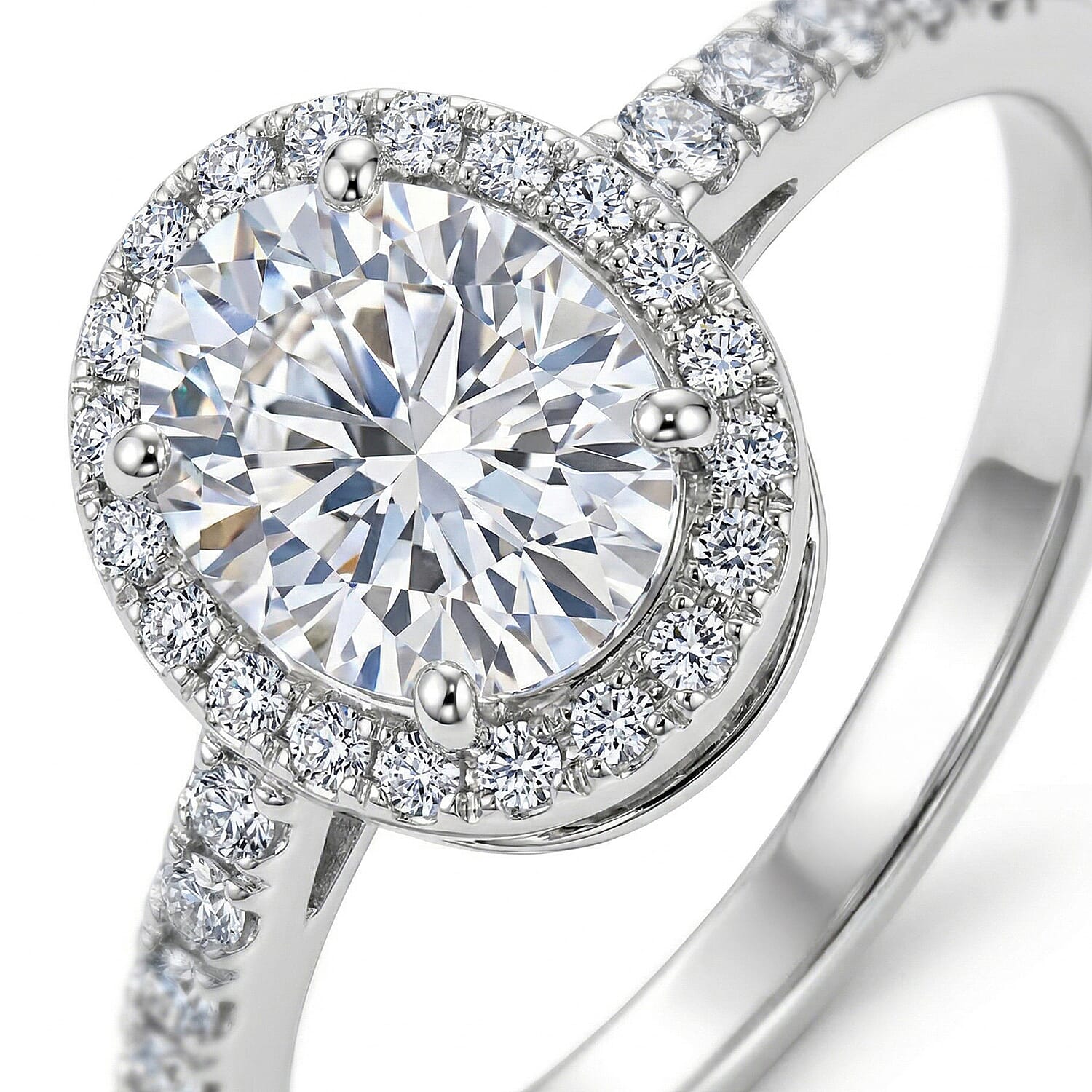 Luxuriant Lab Grown Diamond Halo Ring in Sterling Silver