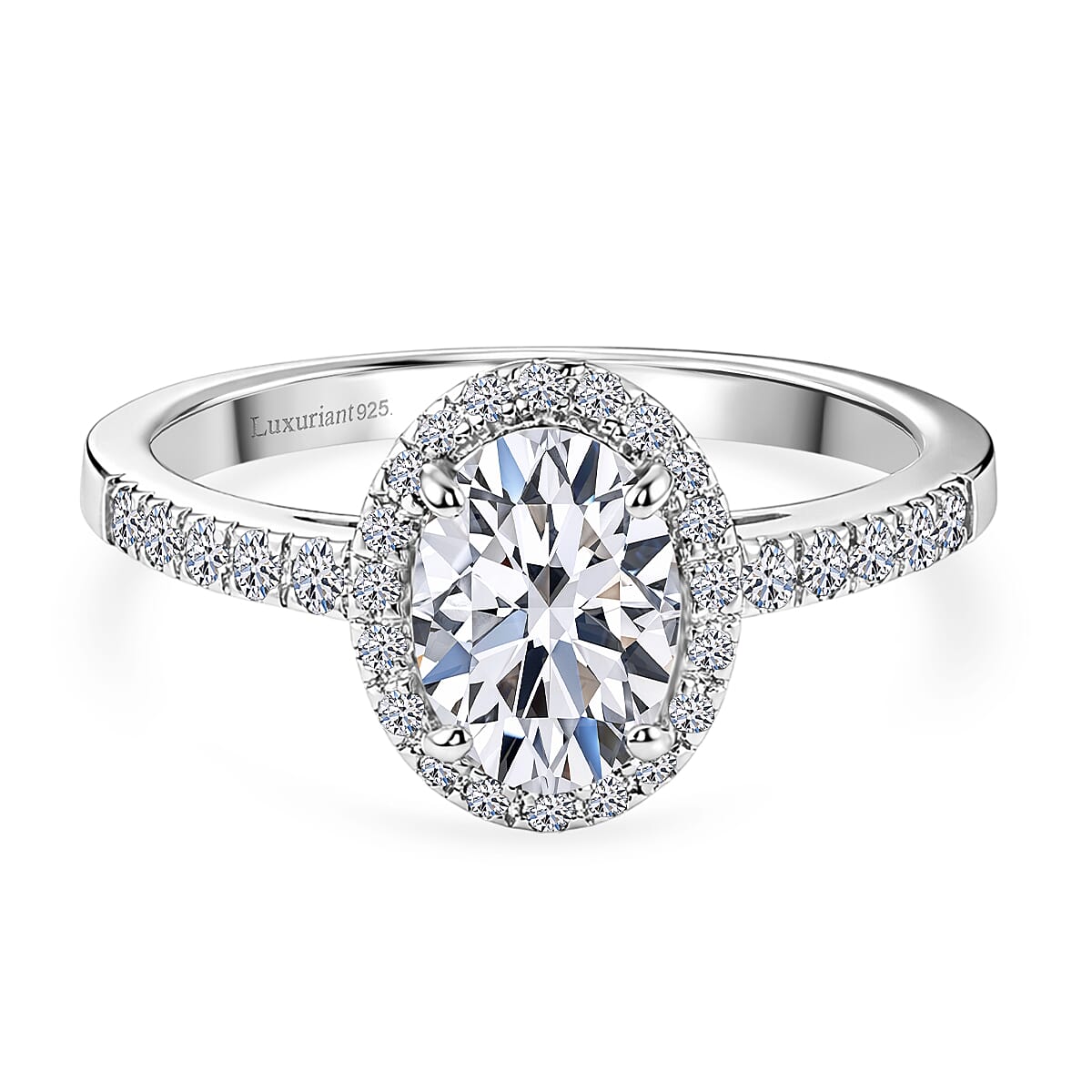 Luxuriant Lab Grown Diamond Halo Ring in Sterling Silver