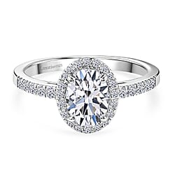 Luxuriant Lab Grown Diamond Halo Ring in Sterling Silver