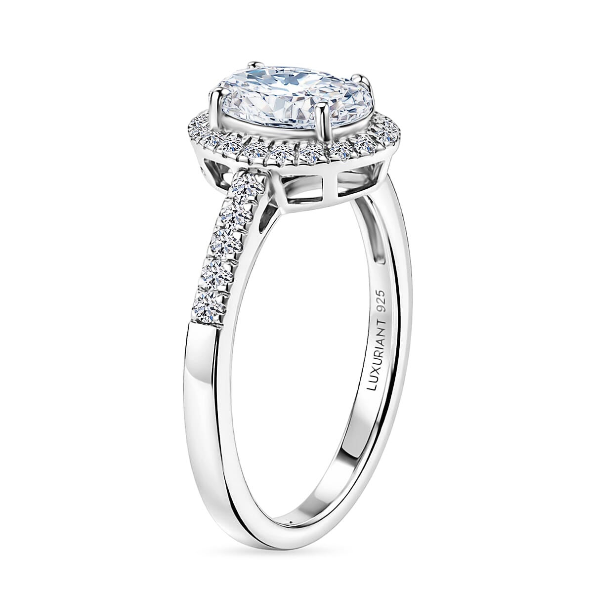 Luxuriant Lab Grown Diamond Halo Ring in Sterling Silver
