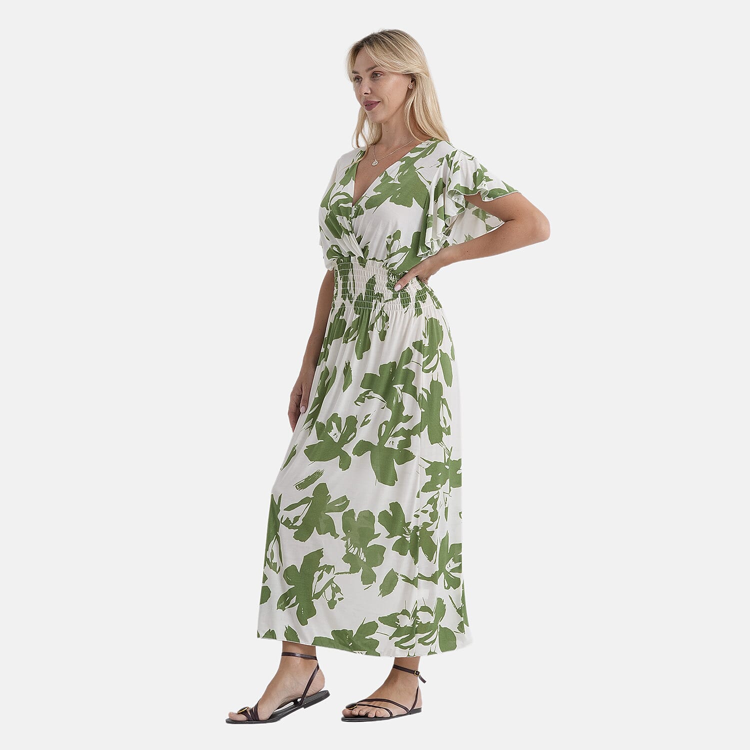La Marey Patterned Dress (Size - One Size Curve) - Green