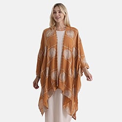 La Marey Full Embroidery Longline Kimono (One Size) - Yellow