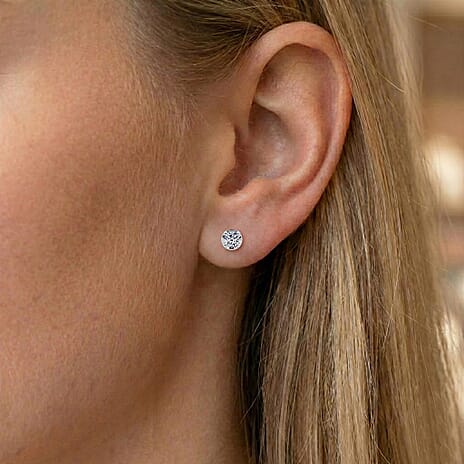 Luxuriant - Lab Grown Diamond SI-G-H Solitaire Studs Push Post Earring in Rhodium Overlay Sterling Silver