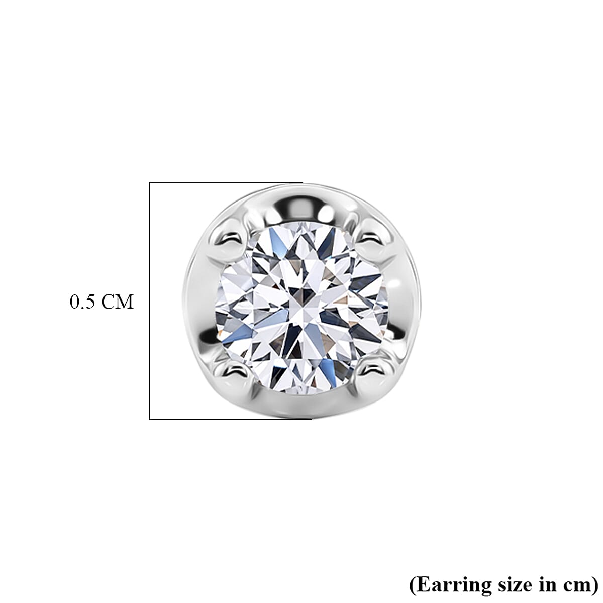 Luxuriant Lab Grown Diamond Solitaire Stud Push Post Earring in Rhodium Overlay Sterling Silver