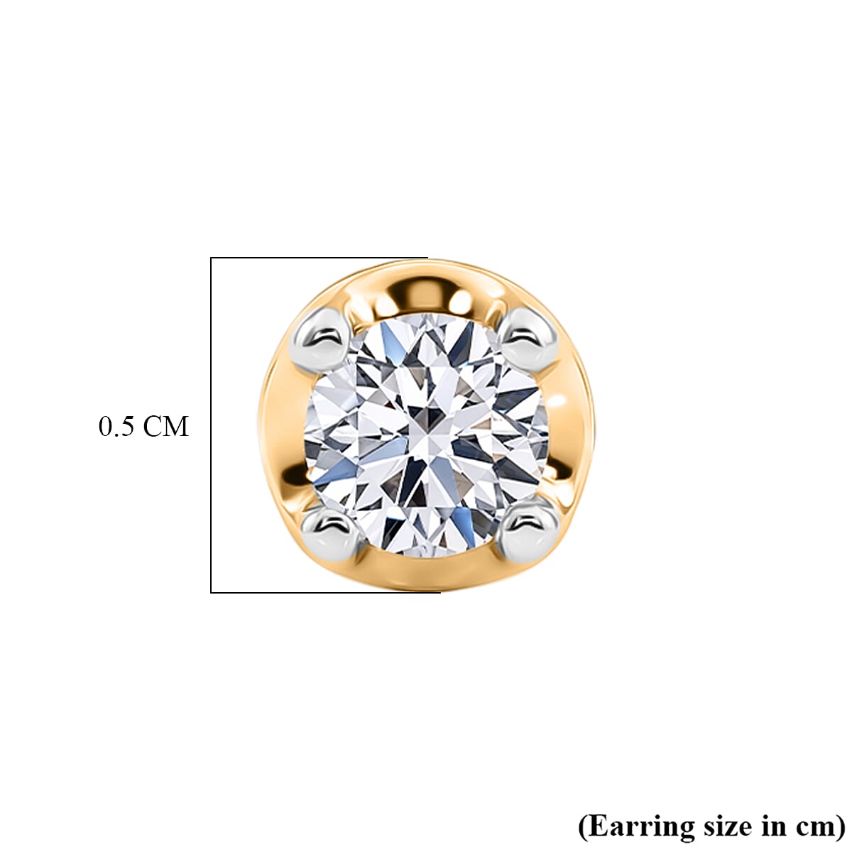 Luxuriant - Lab Grown Diamond SI-G-H Solitaire Studs Push Post Earring in 18K Vermeil Yellow Gold Plated Sterling Silver