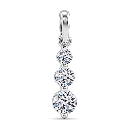 LUXURIANT 0.50 Ct. Lab Grown Diamond Trilogy Drop Pendant in 9K White Gold (SI-GH)